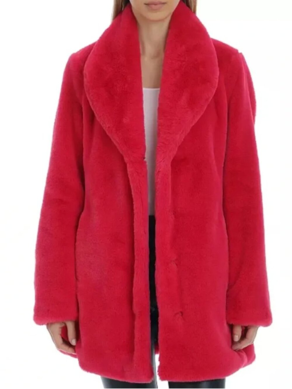 Avec Les Filles Pink Faux Fur Shawl Collar Coat XXL